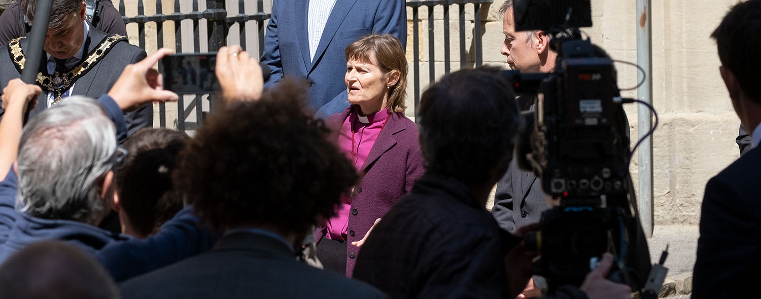 Bishop Olivia speaks at a press call in Reading