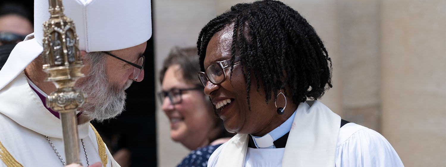 Bishop Alan and the Revd Hannah Akibo-Betts at Eton College - June 2019