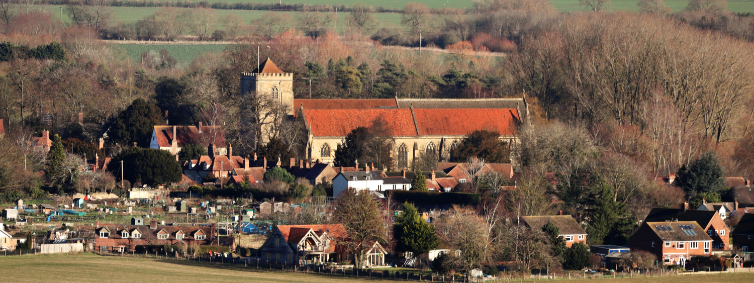 Village of Dorchester on Thames in Oxfordshire with Abbey