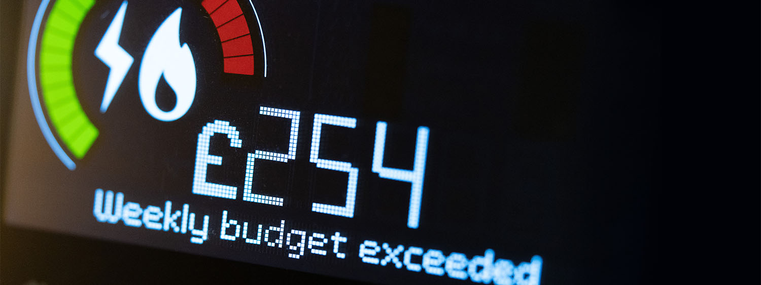 A smart meter shows the weekly energy bill budget has been exceeded as it reaches over £200.