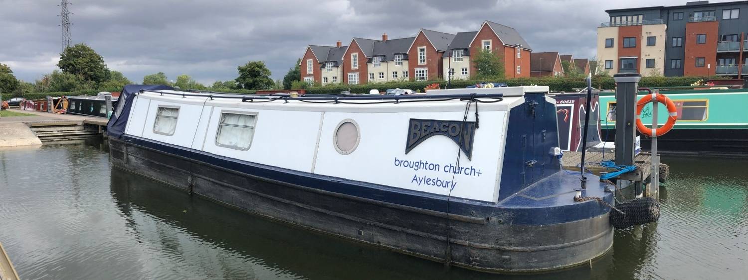 Broughton Church Narrowboat sitting in Aylesbury on the Grand Union Canal