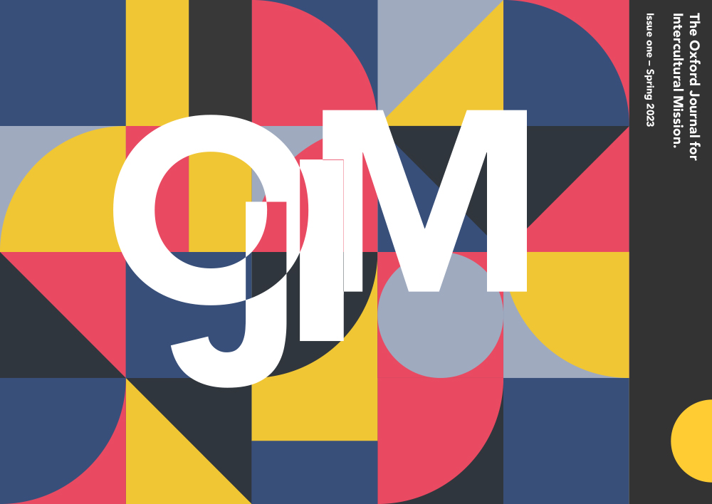 Image of the front cover of the journal. A colourful background with the OJIM typographic logo and the text 'Issue 1, Spring 2023