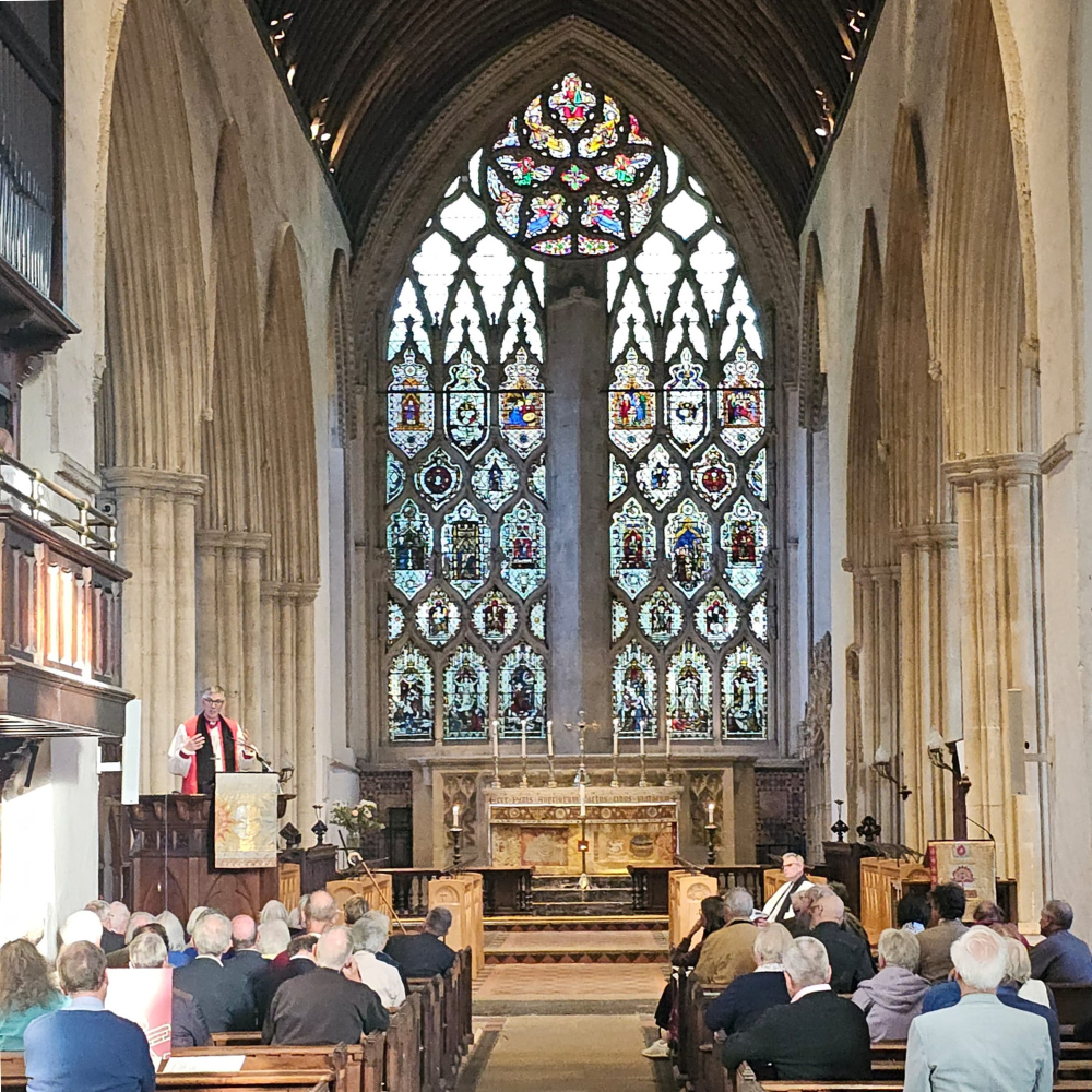 Bishop Dave preaching at Dorchester Abbey to a congregation of retired diocesan clergy